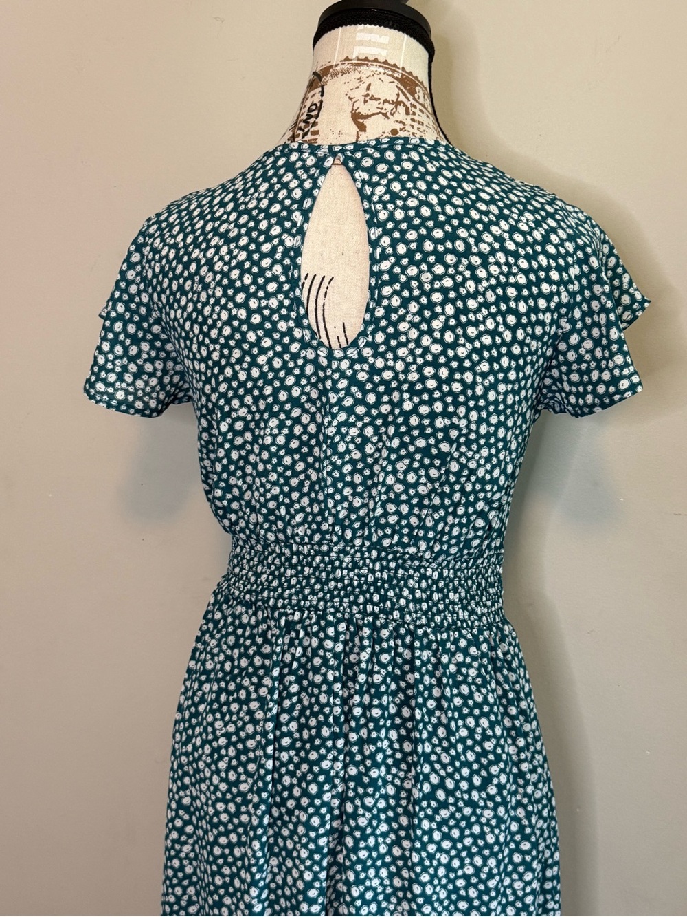 Sienna Sky Teal and White Dot Wrap Midi Dress - Size XS - Picture 8 of 9